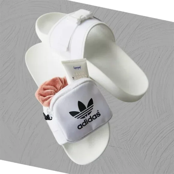 Adidas Pouchylette Slides Shoes White Black Womens Size 8 Rubber Jimmy Jazz New - Picture 5 of 11